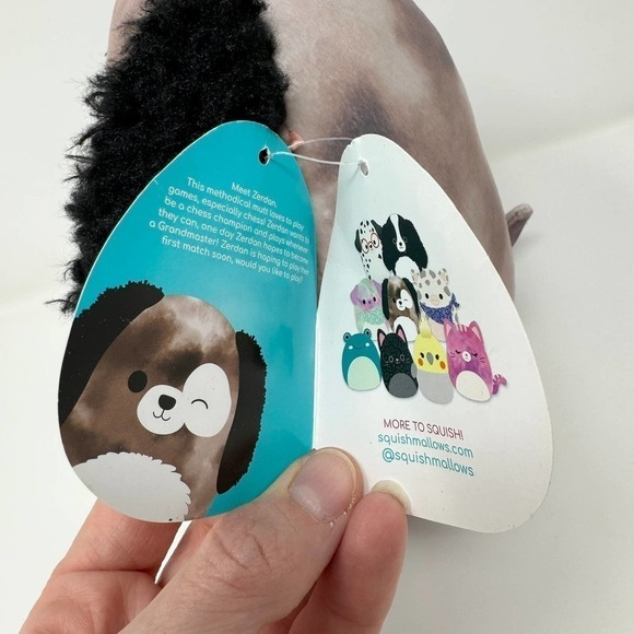 Original Squishmallows Zerdan Dog Fuzzy Ears 8" Plush Marbled Brown Gray Winking - Picture 7 of 16